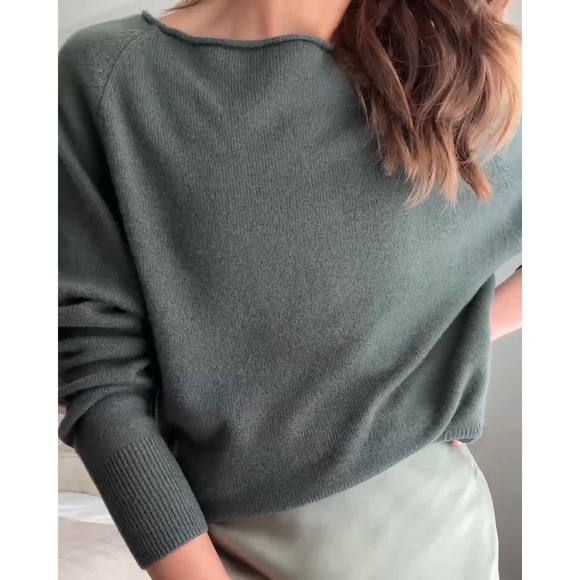 Quince Sweaters - Quince Mongolian Cashmere Boatneck Sweater Sea Spray Green Small NWOT